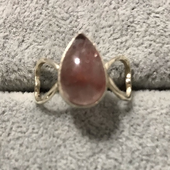 NWOT Sterling Silver Lepidocrosite Teardrop Heart Band Ring Size 9 Crystal Gem - Picture 2 of 15